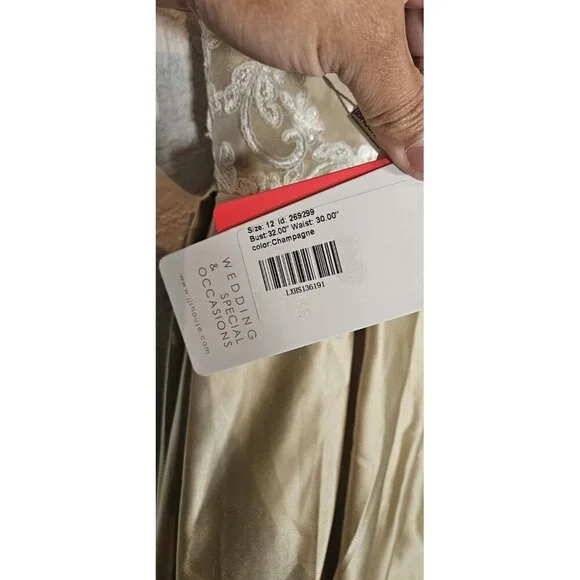 Nwt JJ'S house girls Dress Size 12 Special Occasion Lace Gold Cream Button Zip